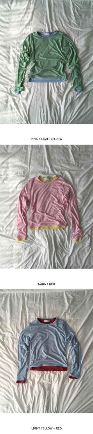 (9 colors) [1+1] Soft Layered Long Sleeve T-Shirt