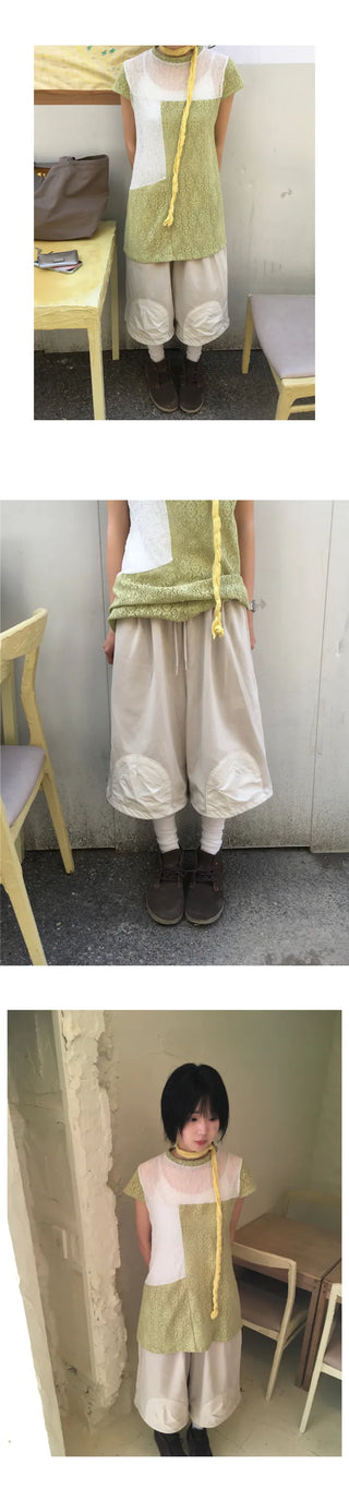 [3 colors] Corsage Lace T-shirt