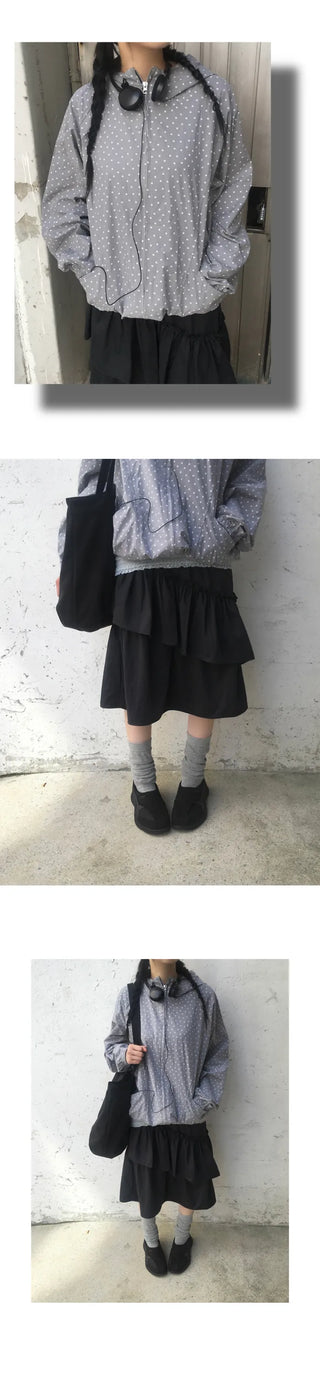 Star-patterned mountain parka with drawstring