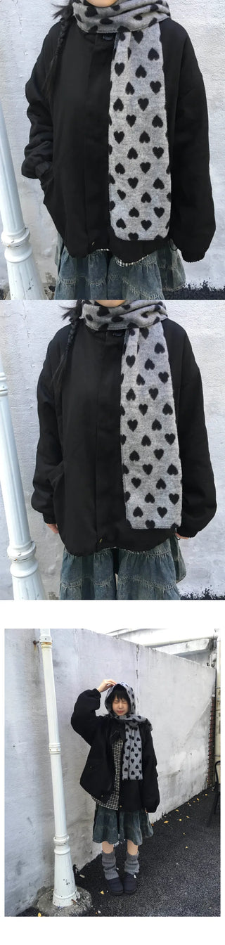 (2 colors) Heart pattern scarf