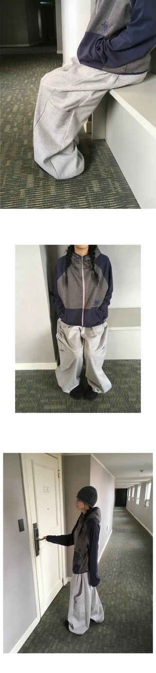 (4 colors) Striped zip-up hoodie