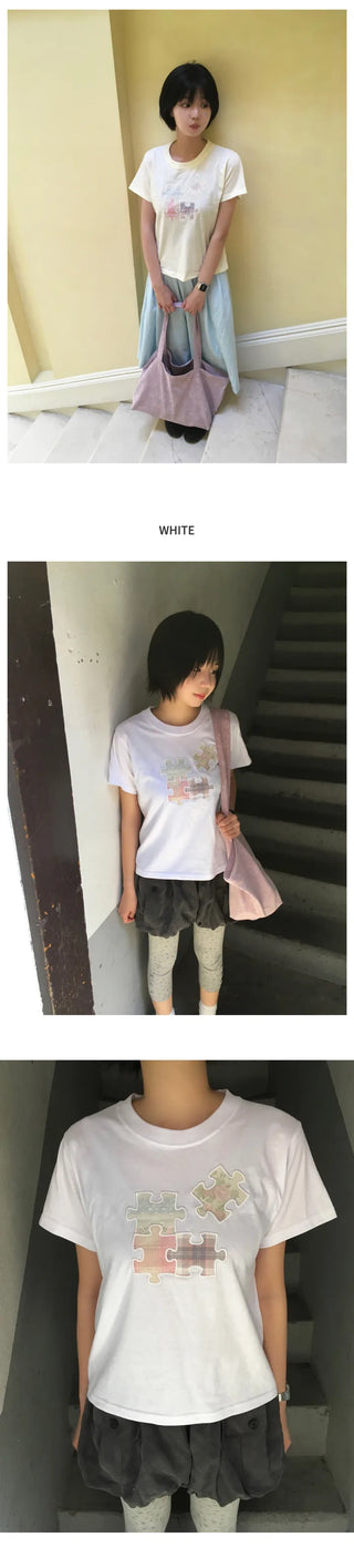 [3 colors] Shirred Short-Sleeve T-Shirt