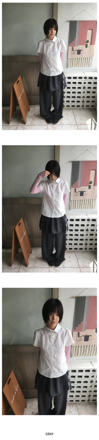 [2 colors] Pleated shirt