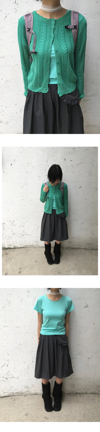 (3 colors) Nylon pouch pocket skirt