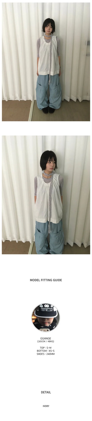 [2 colors] Frill Sleeveless Top