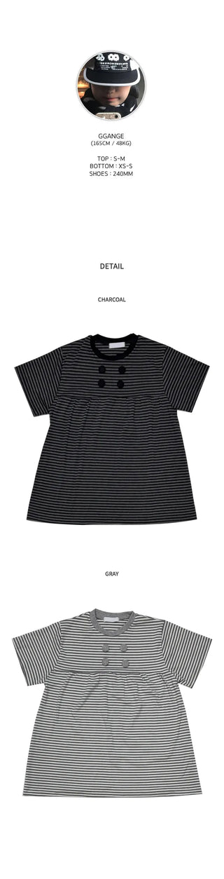 [2 colors] Striped T-shirt