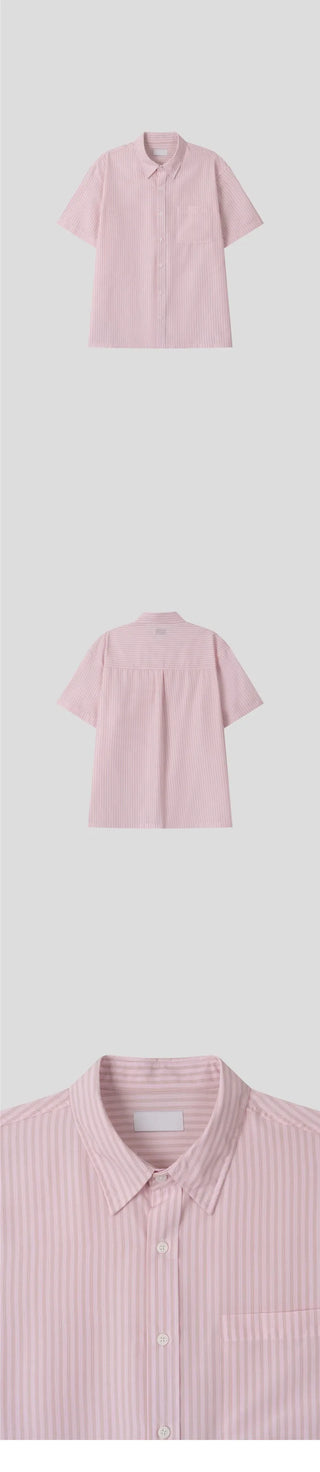 [3 colors] Striped short-sleeved shirt