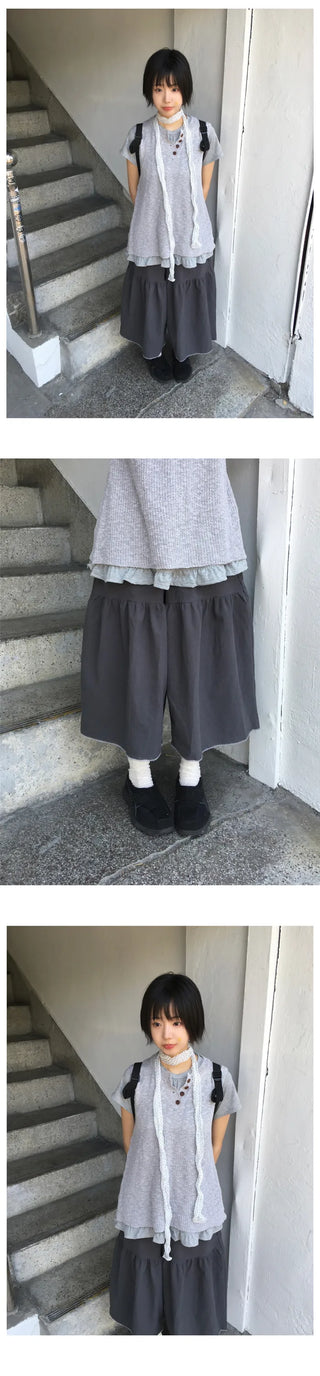[3 colors] Front button sleeveless top