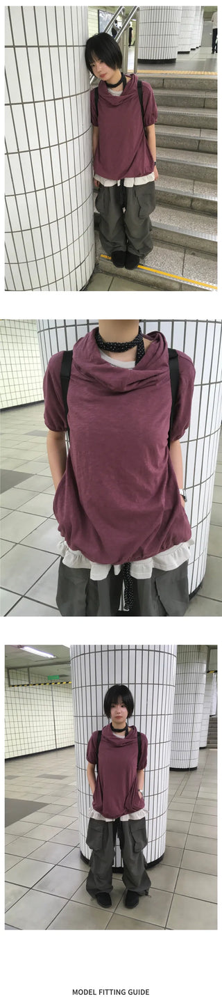 [3 colors] Slub Short-Sleeve Hooded Parka