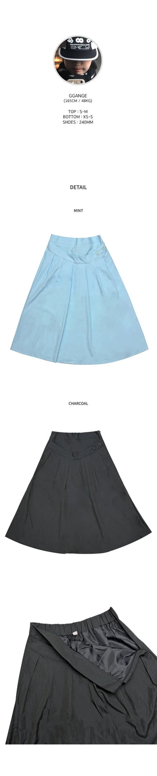[3 colors] Pleated skirt pants