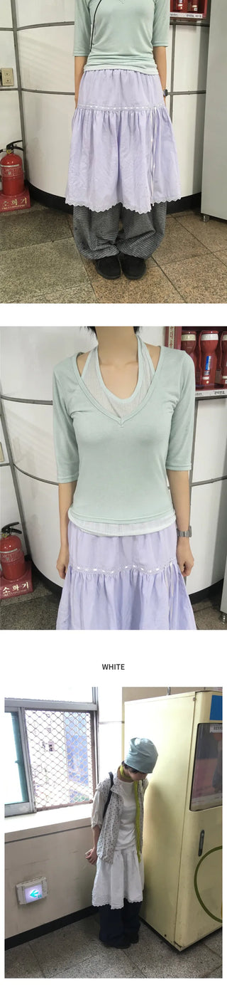 [2 colors] Ribbon Ribbon Skirt