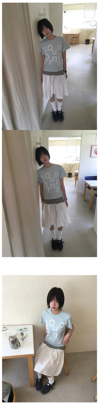 [3 colors] Striped skirt