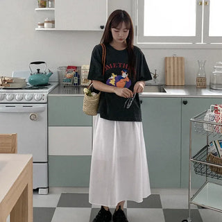 Washed print short-sleeved T-shirt