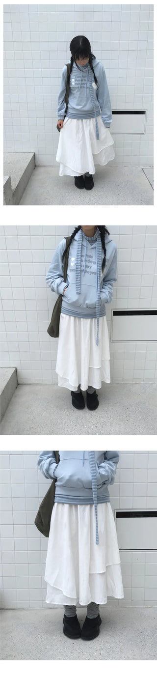 (Set) Striped T-shirt & Scarf Set