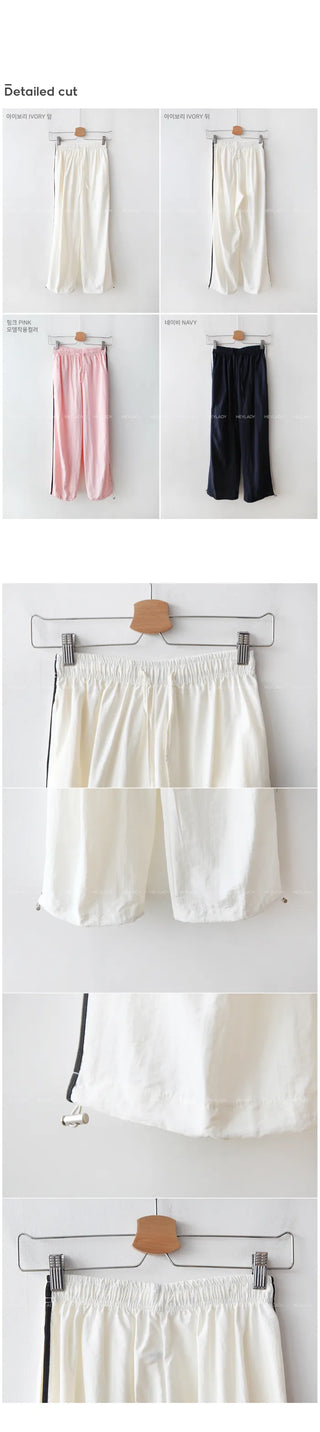 Nylon line elastic waist pants