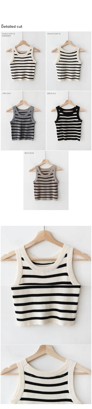 Striped knit sleeveless
