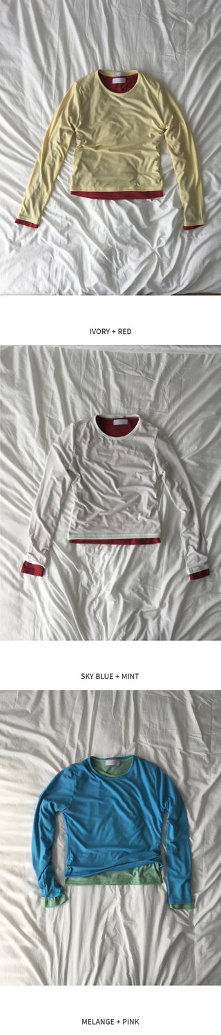 (9 colors) [1+1] Soft Layered Long Sleeve T-Shirt