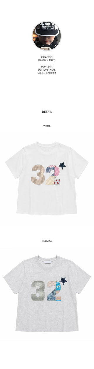 [2 colors] Patch Short-Sleeve T-Shirt