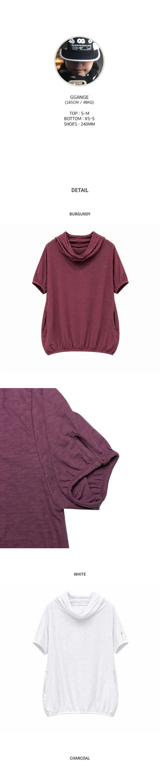 [3 colors] Slub Short-Sleeve Hooded Parka