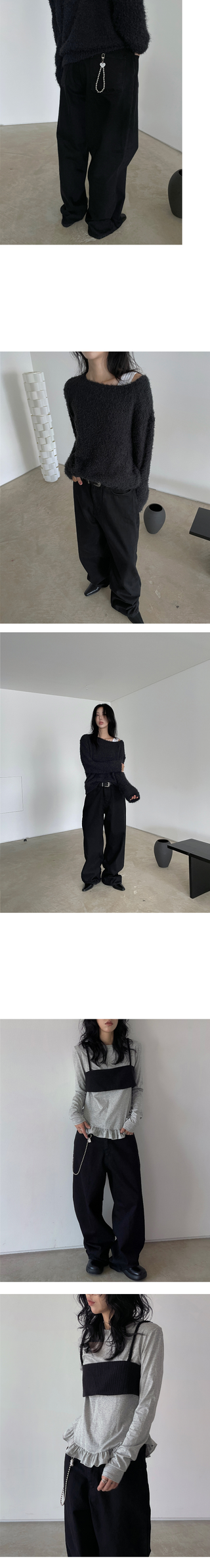 [unisex] bulky wide black jeans (s)