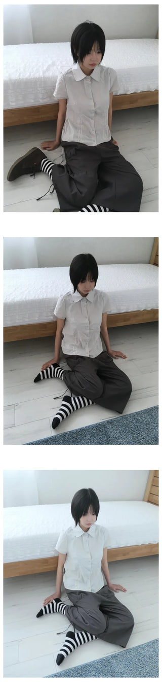 [2 colors] Pleated shirt