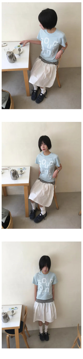 [3 colors] Striped skirt