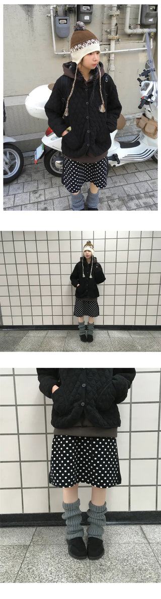 (3 colors) Polka dot fleece skirt