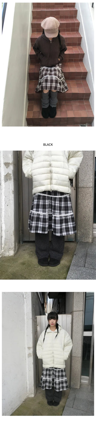 (3 colors) Checkered Mini Skirt