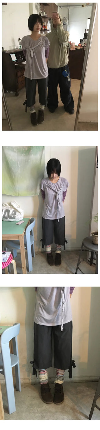 [3 colors] Strap T-shirt