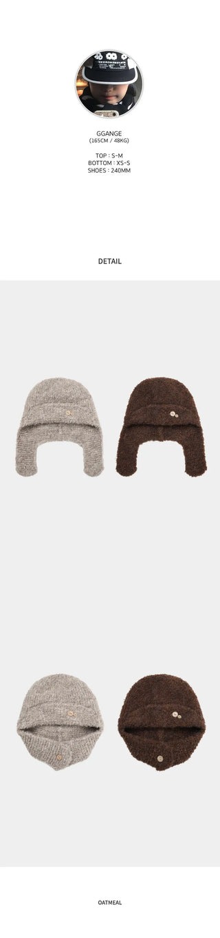 (2 colors) Knitted beanie with ears