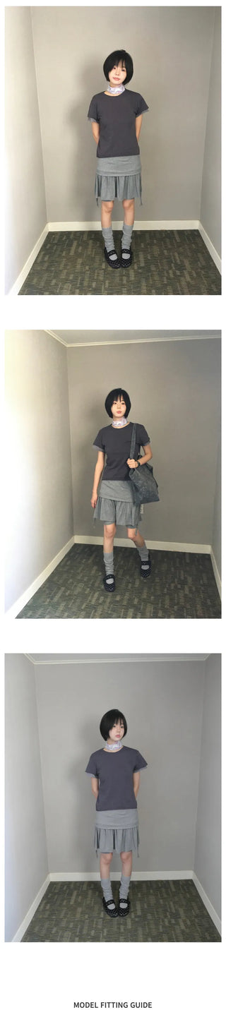 [3 colors] Slit skirt pants