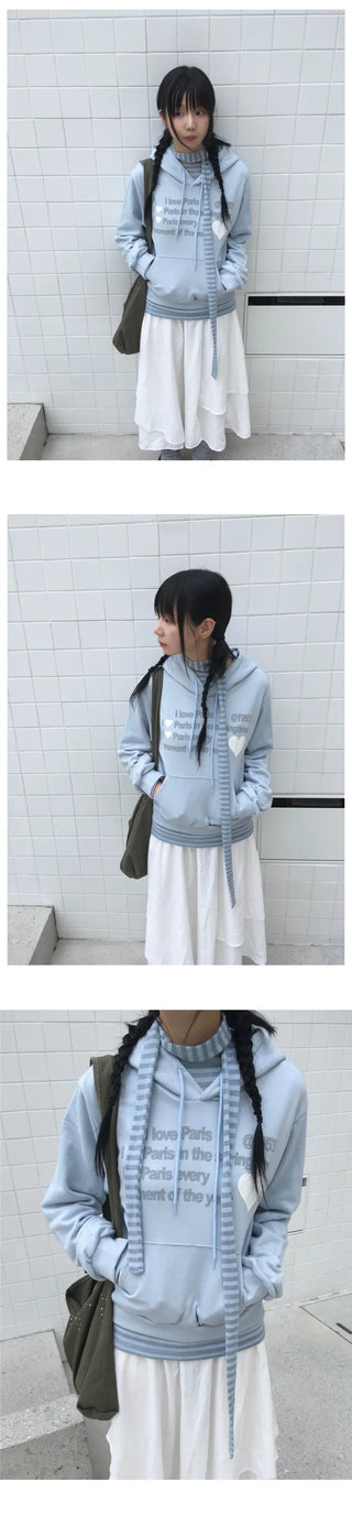 (Set) Striped T-shirt & Scarf Set