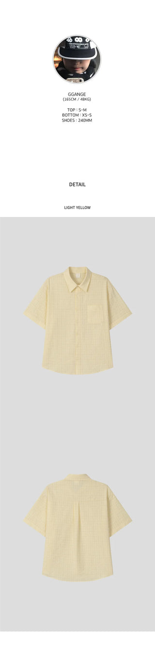 [3 colors] Soft check short-sleeved shirt