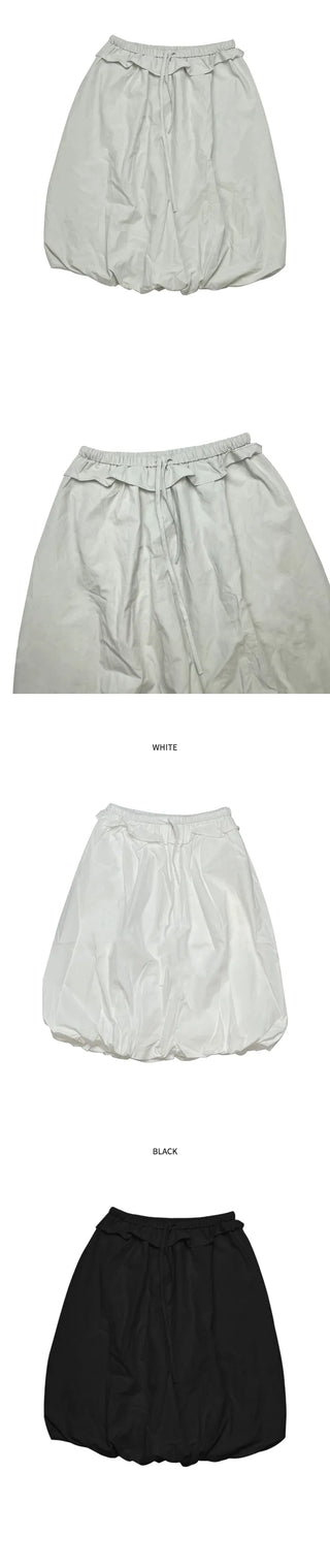 (3 colors) Shirred balloon skirt