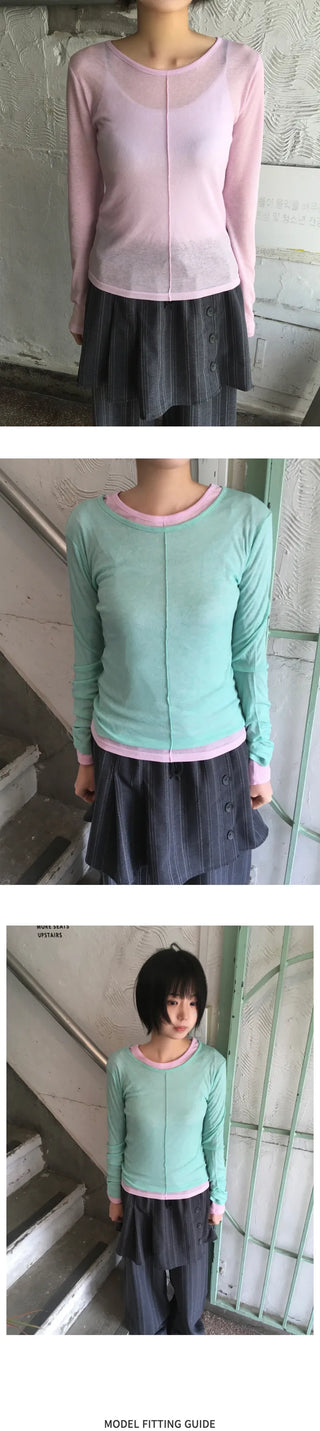[2 colors] Striped skirt pants