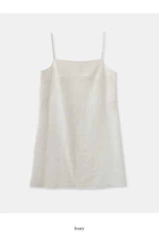 Side-button linen sleeveless dress