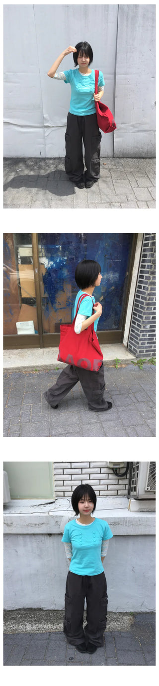 (2 colors) Ribbon Cargo Pants