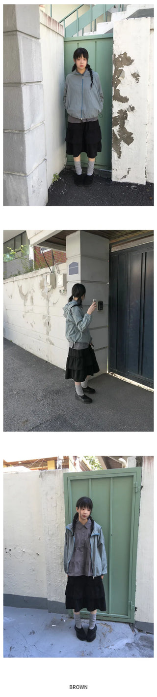 Corduroy frill skirt