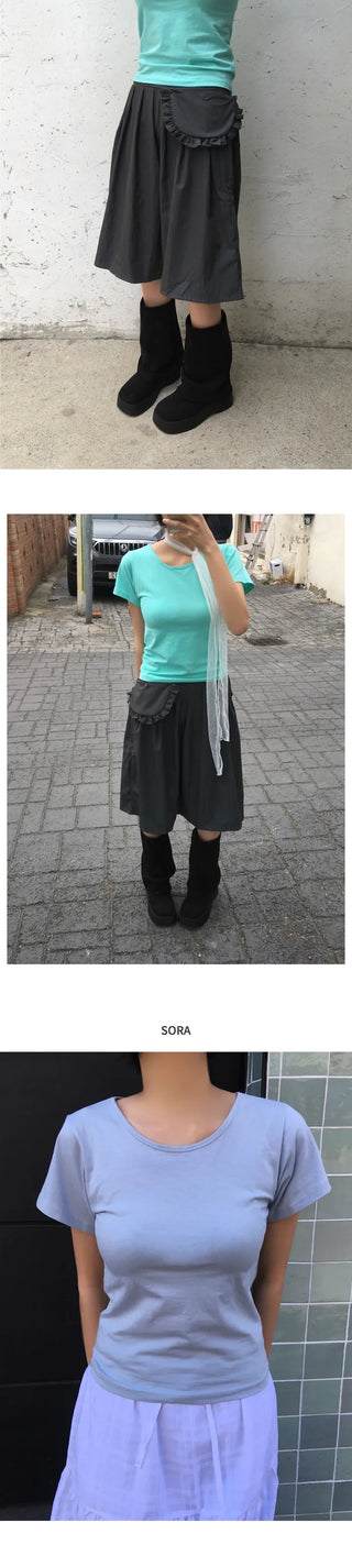 (9 colors) Basic stretch short-sleeved T-shirt