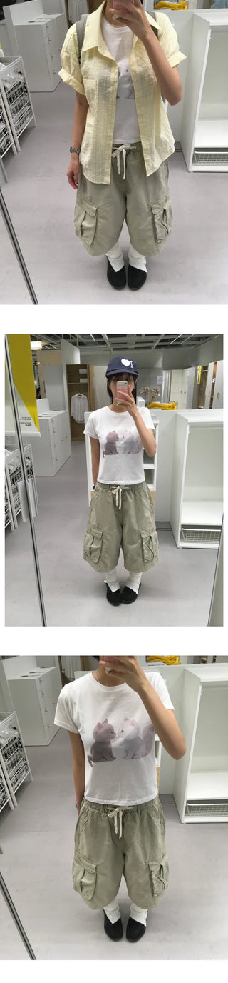 [3 colors] Cargo Bermuda Pants