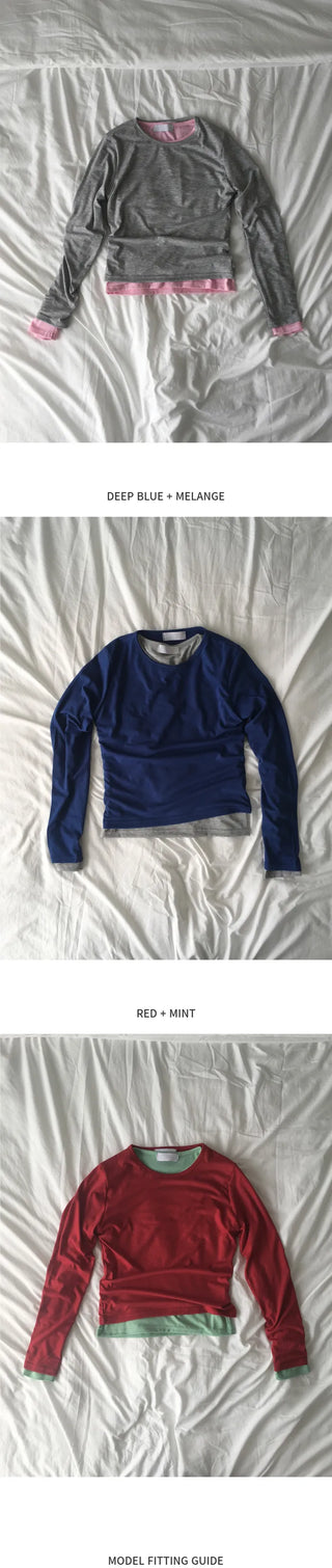(9 colors) [1+1] Soft Layered Long Sleeve T-Shirt