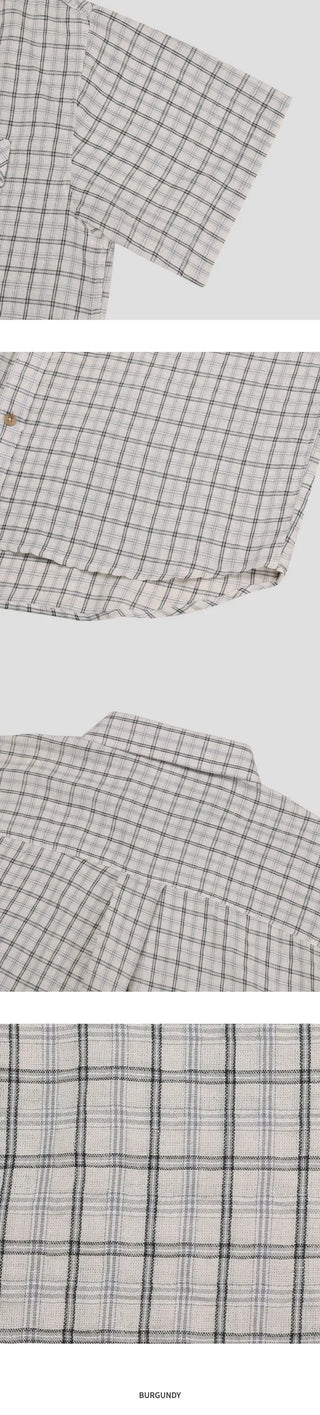 [3 colors] Short-sleeved check shirt