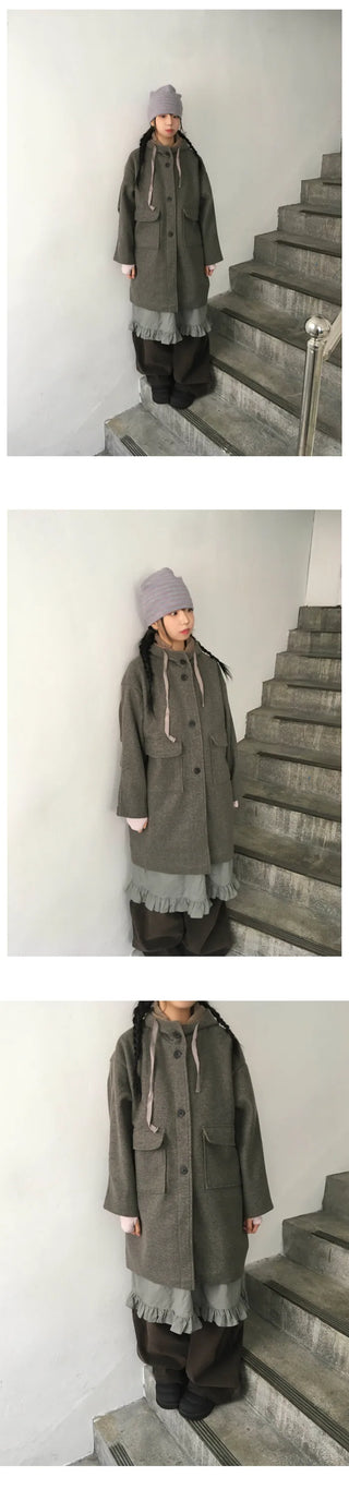 Curved corduroy wide-leg pants