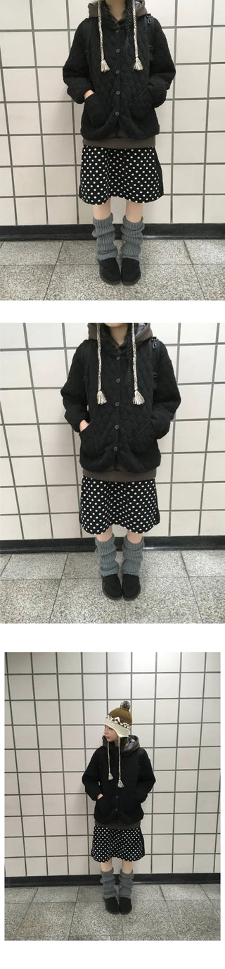 (3 colors) Polka dot fleece skirt