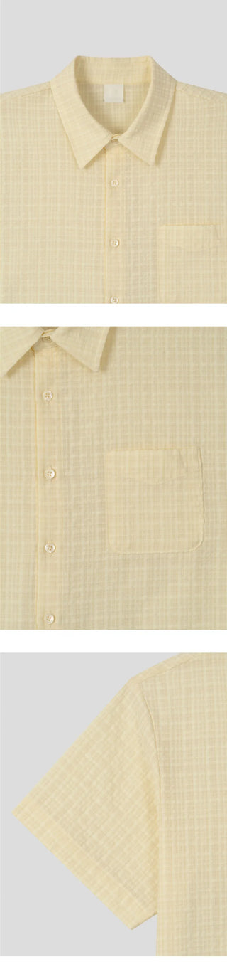 [3 colors] Soft check short-sleeved shirt