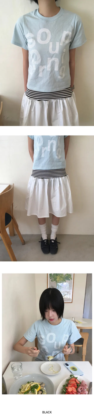 [3 colors] Striped skirt