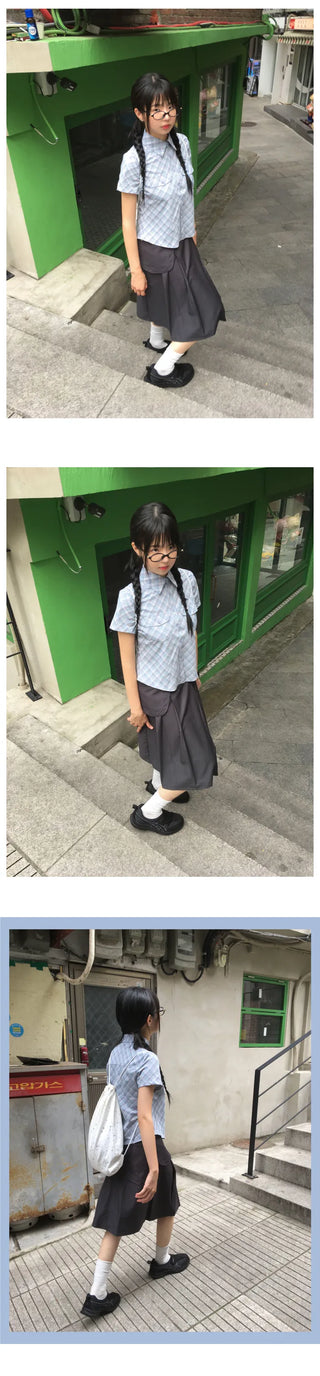 Belted pleated skirt