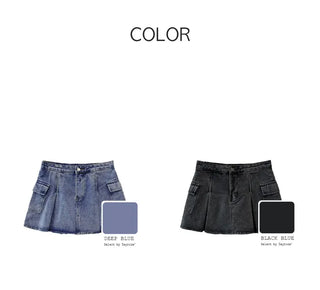 Denim pleated skirt (2 colors)