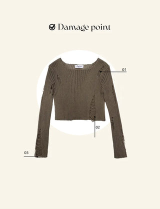 Summer distressed boat neck cropped knit (5 colors)