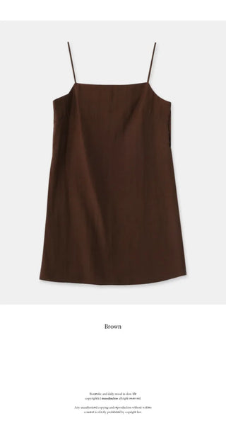 Side-button linen sleeveless dress